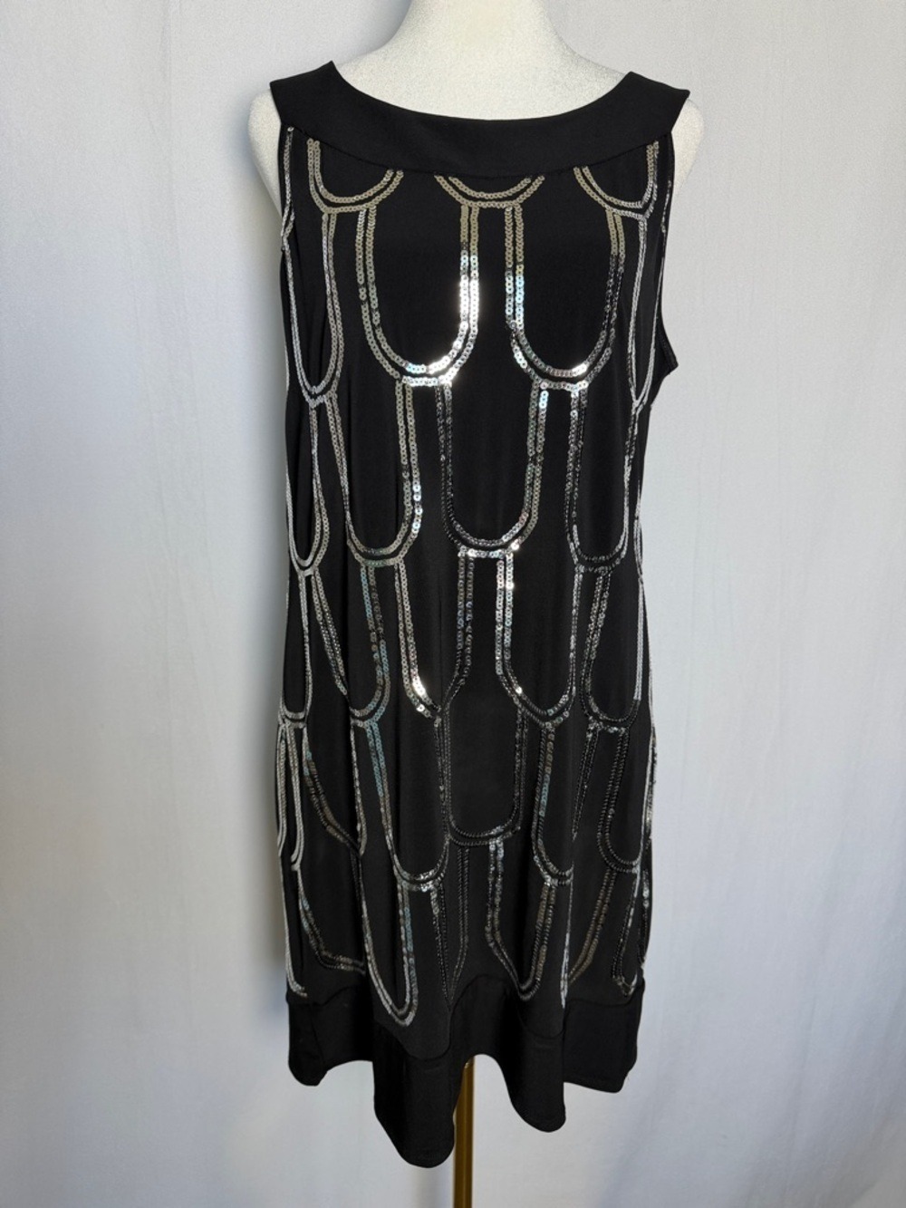 B Smart Sleeveless Black Sequin Sheath Dress Size 10 Cocktail Party Evening